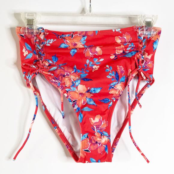 Lands End Bikini Bottom XS Floral Side Tie Detail Full Back NEW - Picture 1 of 2